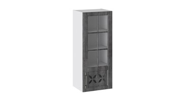 Кухонный навесной шкаф Прованс (Белый глянец/Санторини темный) cо стеклом правый В_96-40_1ДРДс(R) в Тамбове