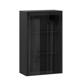 Кухонный шкаф высокий со стеклом 600 Индиго ЛД 298.450.000.170, Чёрный/Чёрный в Тамбове - предосмотр