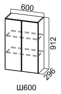 Шкаф навесной Модус, Ш600/912, цемент светлый в Тамбове - изображение