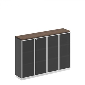 Шкаф для документов средний со стеклянными дверьми в рамке Bravo, дуб гладстоун/антрацит премиум (180,2х40х124,6) в Тамбове