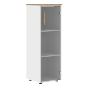 Средний шкаф колонна со стеклянной правой дверью FORTA Белый-Дуб Гамильтон FMC 40.2 (R) (399х404х801) в Тамбове