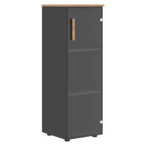 Шкаф колонна средний со стеклянной правой дверью FORTA Графит-Дуб Гамильтон  FMC 40.2 (R) (399х404х801) в Тамбове