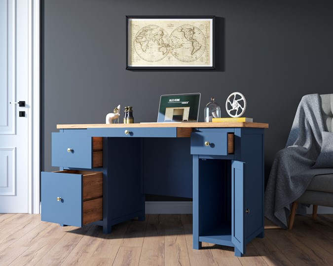 Большой рабочий стол Jules Verne JV14ETGB (Синий) в Тамбове - изображение 2