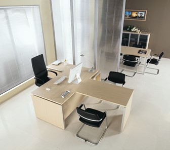 Рабочий стол для руководителя Reventon, зебрано песочный, правый (180х90х76) МЕ 130 в Тамбове - предосмотр 4