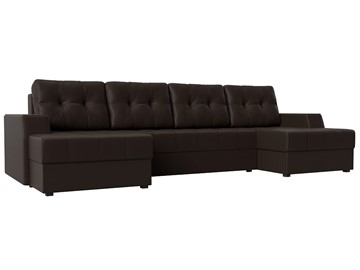 Большой П-образный диван Эмир, Коричневый (Экокожа) боннель в Тамбове