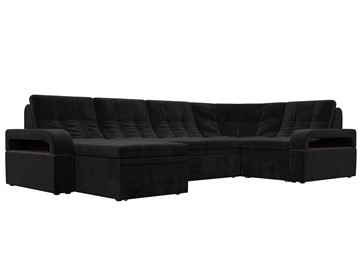 П-образный диван Лига-035, Черный (велюр) в Тамбове