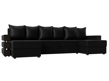 П-образный диван Венеция боннель, Черный (Экокожа) в Тамбове