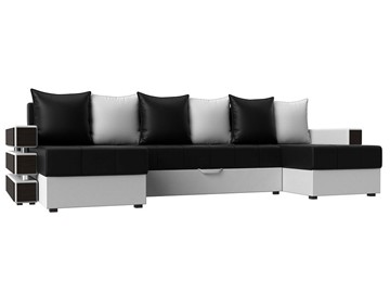П-образный диван Венеция боннель, Черный\Белый (Экокожа) в Тамбове