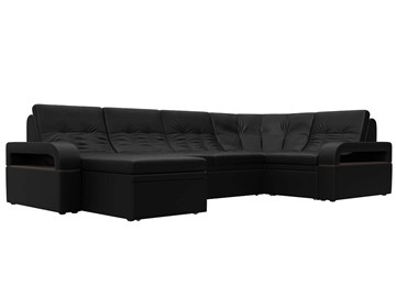 П-образный диван Лига-035, Черный (Экокожа) в Тамбове