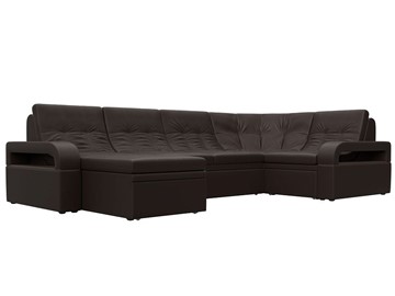 П-образный диван Лига-035, Коричневый (Экокожа) в Тамбове