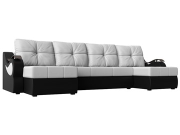 П-образный диван Меркурий П, Белый/черный (экокожа) в Тамбове