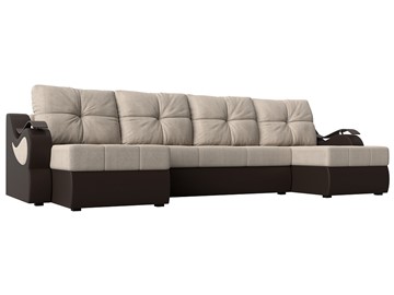 П-образный диван Меркурий П, Бежевый/коричневый (рогожка/экокожа) в Тамбове