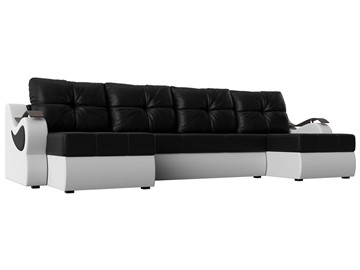П-образный диван Меркурий П, Черный/белый (экокожа) в Тамбове