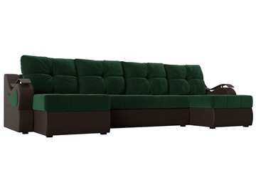 П-образный диван Меркурий П, Зеленый\Коричневый (Велюр\Экокожа) в Тамбове