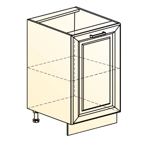 Тумба кухонная Атланта L500 (1 дв. гл.) эмаль (белый/белый глянец патина золото) в Тамбове - изображение 1