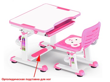 Растущая парта + стул Mealux BD-08 Teddy, pink, розовая в Тамбове