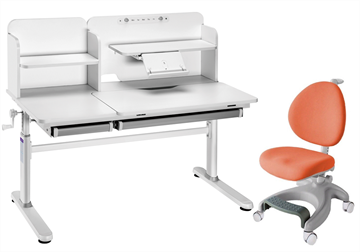 Комплект парта + кресло FauDesk Iris II Grey + Cielo Orange + чехол для кресла в подарок в Тамбове