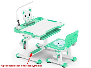 Стол растущий и стул Mealux EVO BD-04 Teddy New XL, с лампой, green, зеленая в Тамбове