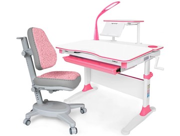 Растущая парта + стул Комплект Mealux EVO Evo-30 BL (арт. Evo-30 BL + Y-115 KBL), серый, розовый в Тамбове