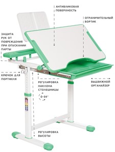 Комплект из растущих парты и стула SET HOLTO-17А, зеленый в Тамбове - предосмотр 5