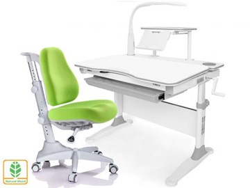 Растущая парта + стул Mealux EVO Evo-30 G (арт. Evo-30 G + Y-528 KZ) (дерево)/(стол+полка+кресло+чехол+лампа)/ белая столешница (дерево), цвет пластика серый в Тамбове
