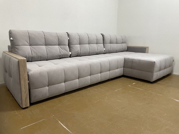 Угловой диван с оттоманкой Татьяна 4 Декор дуб Карат 17 велюр в Тамбове - изображение